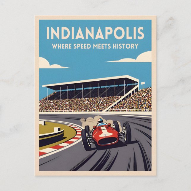 Vintage Travel Indianapolis Indiana Retro Racing Postcard (Front)