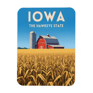 Vintage Travel Iowa Retro Heartland Farm Landscape Magnet