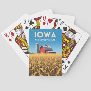 Vintage Travel Iowa Retro Heartland Farm Landscape Playing Cards