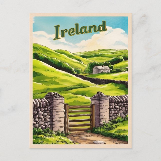 Vintage Travel Ireland Countryside Retro Scenic Postcard (Front)