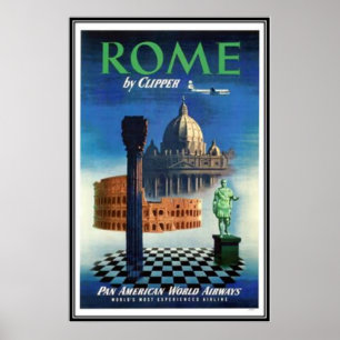 Vintage travel Italy, Rome - Poster
