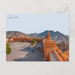 Vintage travel Jaipur India Colourful Rajasthan  Postcard