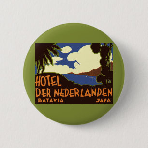 Vintage Travel Jakarta Indonesia Hotel Nederlanden 6 Cm Round Badge