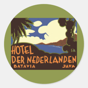 Vintage Travel Jakarta Indonesia Hotel Nederlanden Classic Round Sticker