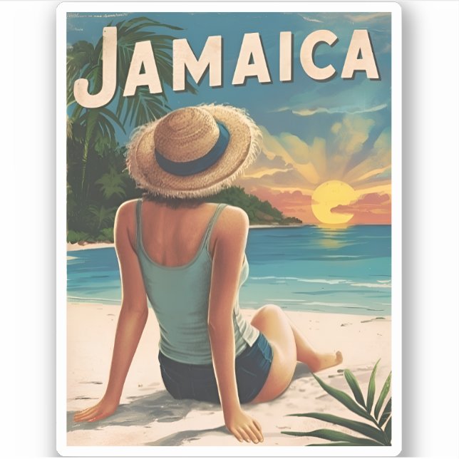 Vintage Travel Jamaica Tropical Beach Retro Scenic (Front)