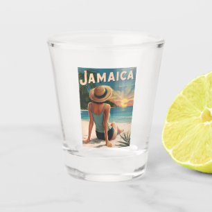 Vintage Travel Jamaica Tropical Beach Retro Scenic Shot Glass