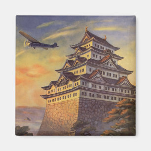 Vintage Travel Japan, Japanese Pagoda Aeroplane Magnet