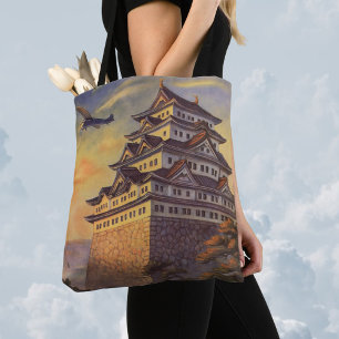 Vintage Travel Japan, Japanese Pagoda Airplane Tote Bag