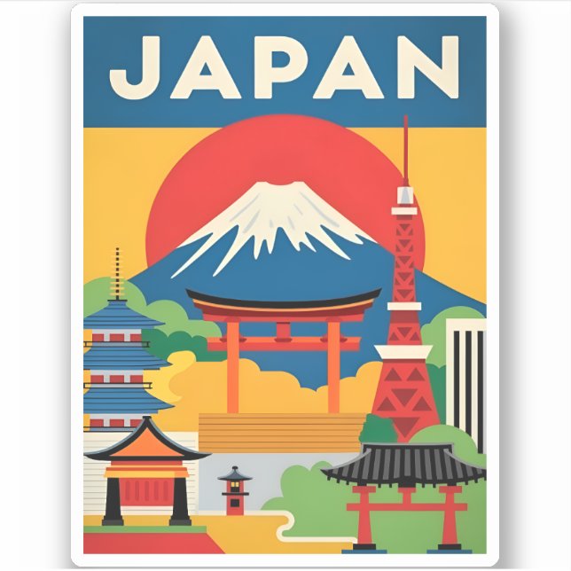 Vintage Travel Japan Mount Fuji Sunset Retro  (Front)