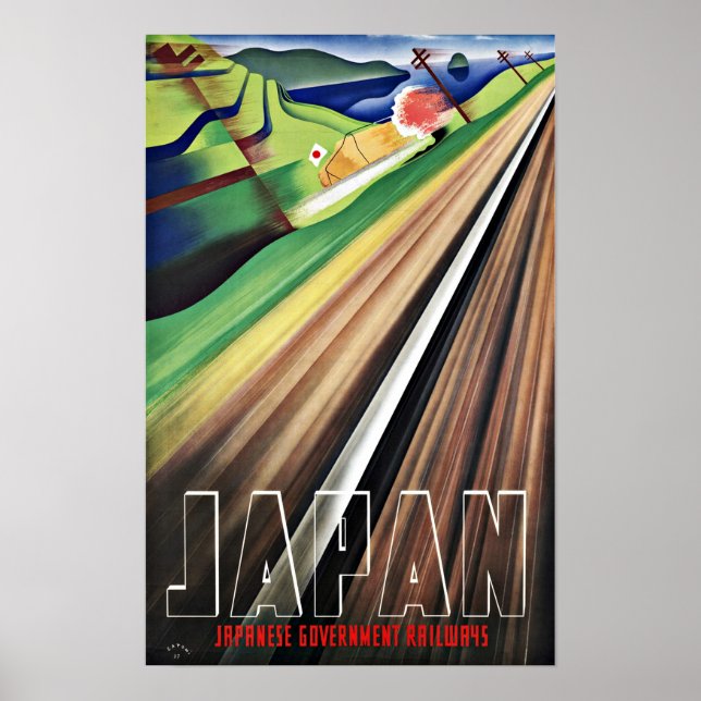 Vintage Travel Japan Railways Poster (Front)