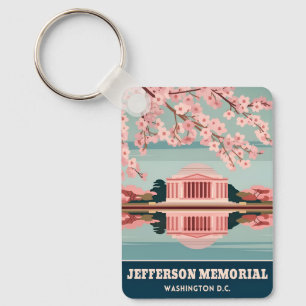 Vintage Travel Jefferson Memorial Washington DC Key Ring