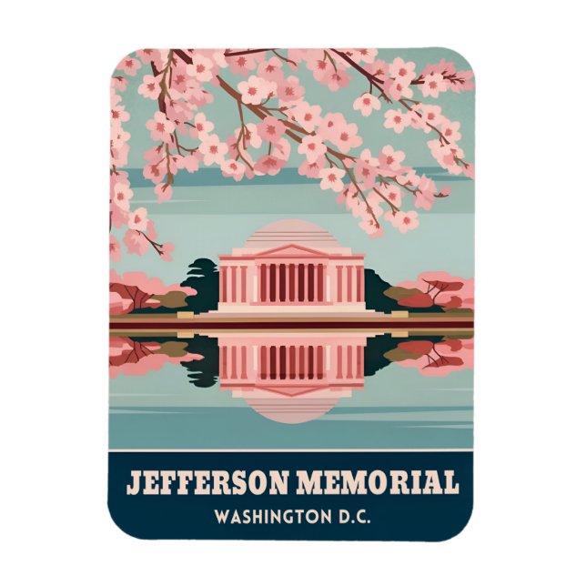 Vintage Travel Jefferson Memorial Washington DC Magnet (Vertical)