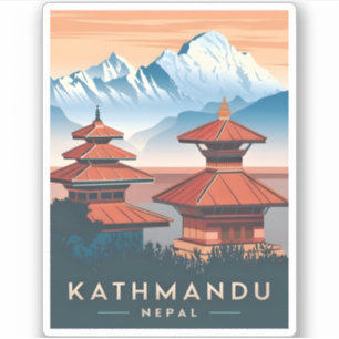 Vintage Travel Kathmandu Nepal Temple Retro Scenic