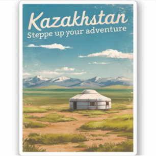 Vintage Travel Kazakhstan Steppe Retro Scenic