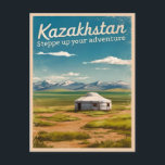 Vintage Travel Kazakhstan Steppe Retro Scenic Postcard<br><div class="desc">Experience the vast, untamed beauty of the Kazakh Steppe with this captivating retro travel-inspired design. Overflowing with nostalgia and vintage charm, this design captures Kazakhstan's sweeping grasslands and endless horizons in a retro aesthetic reminiscent of classic travel posters from yesteryear.</div>