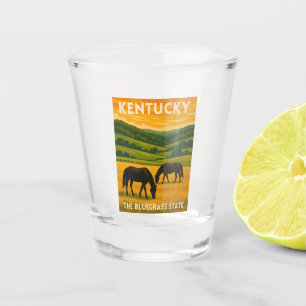 Vintage Travel Kentucky Horses Retro Graphic Shot Glass