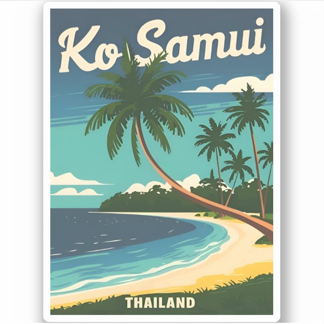 Vintage Travel Koh Samui Thailand Retro Graphic (Front)