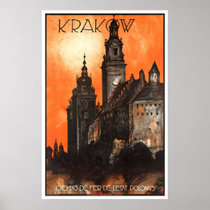 Vintage travel,Krakow Poster