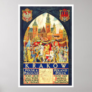 Vintage travel,Krakow Poster