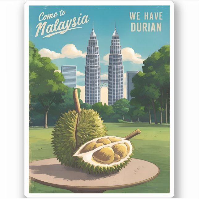 Vintage Travel Kuala Lumpur Malaysia Durian Humour (Front)