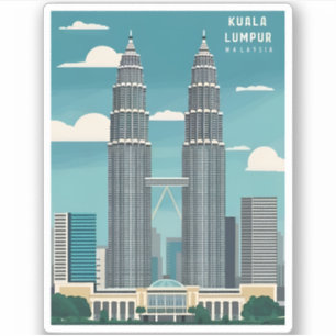 Vintage Travel Kuala Lumpur Malaysia Retro Graphic