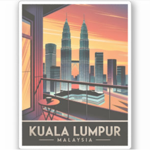 Vintage Travel Kuala Lumpur Malaysia Sunset Retro