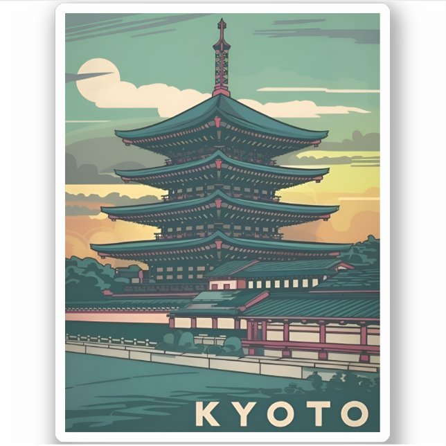 Vintage Travel Kyoto Japan Retro Graphic (Front)
