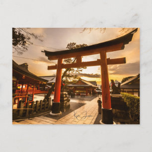 vintage travel Kyoto Japan Temple Photograph Postcard