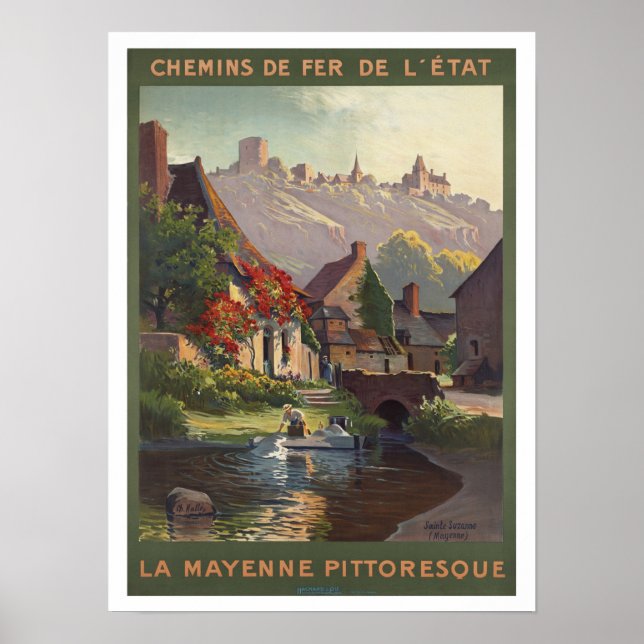 Vintage Travel La Mayenne Pittoresque France Poster (Front)