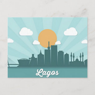 vintage travel Lagos Nigeria city retro Postcard