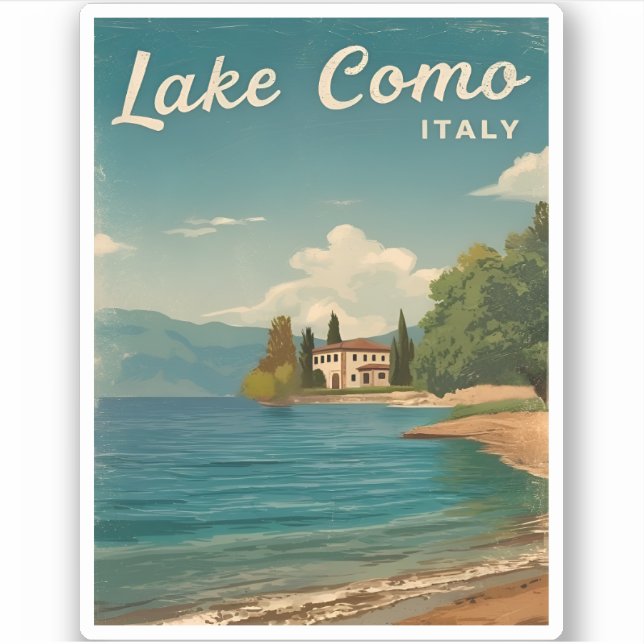 Vintage Travel Lake Como Italy Retro Scenic (Front)