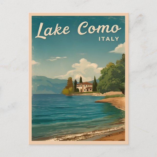 Vintage Travel Lake Como Italy Retro Scenic Postcard (Front)