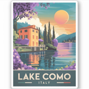 Vintage Travel Lake Como Italy Sunset Scenic