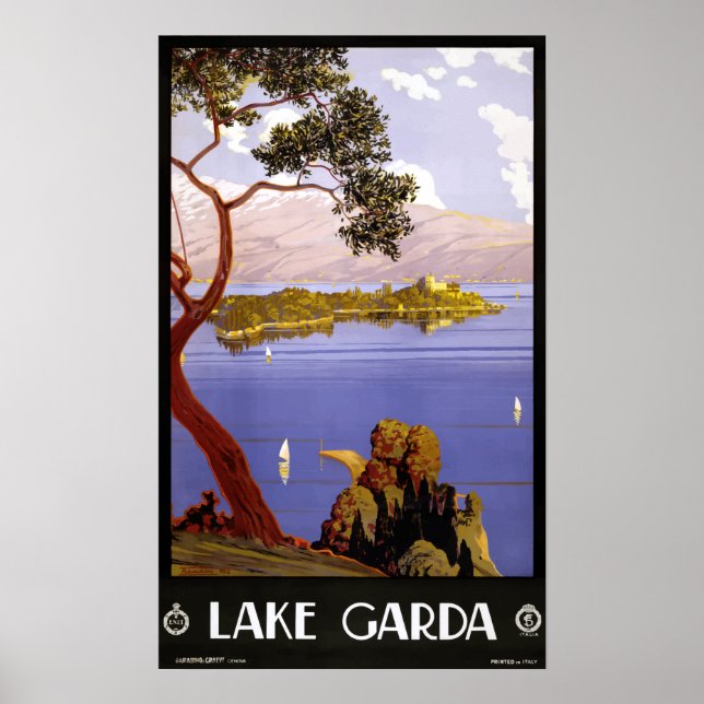 Vintage Travel Lake Garda Italy Poster (Front)