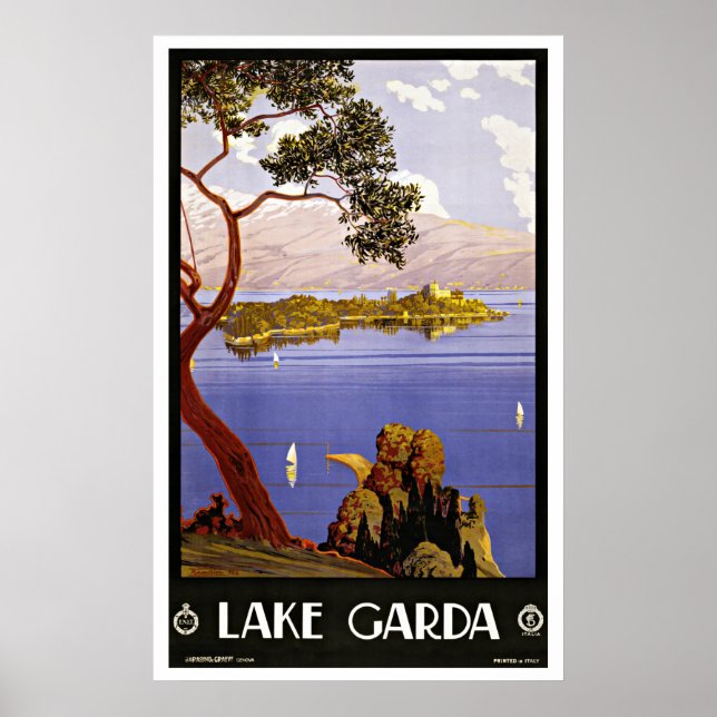 Vintage Travel Lake Garda Italy Poster (Front)