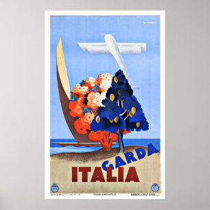 Vintage Travel Lake Garda Italy Poster
