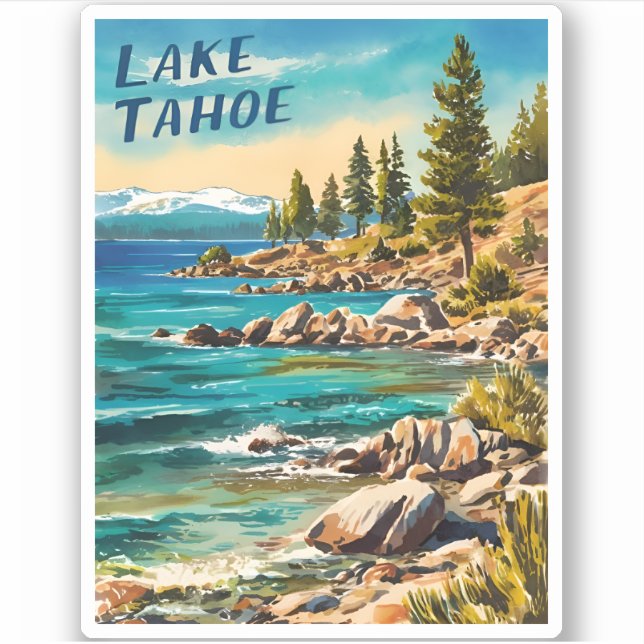 Vintage Travel Lake Tahoe California Retro Style (Front)