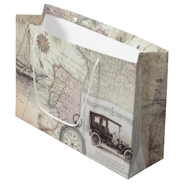 Vintage travel   large gift bag (Front Angled)
