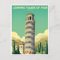 Vintage Travel Leaning Tower of Pisa Italy