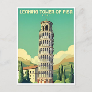 Vintage Travel Leaning Tower of Pisa Italy Postcard
