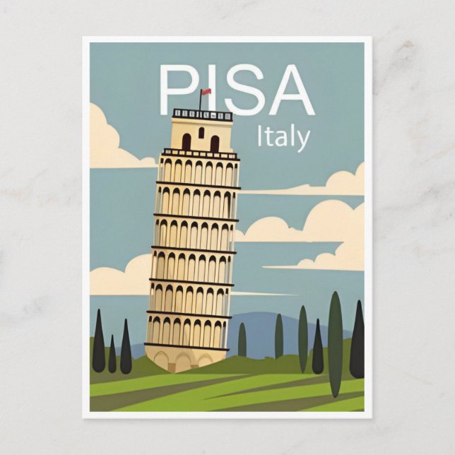Vintage Travel Leaning Tower of Pisa Italy Postcard (Front)