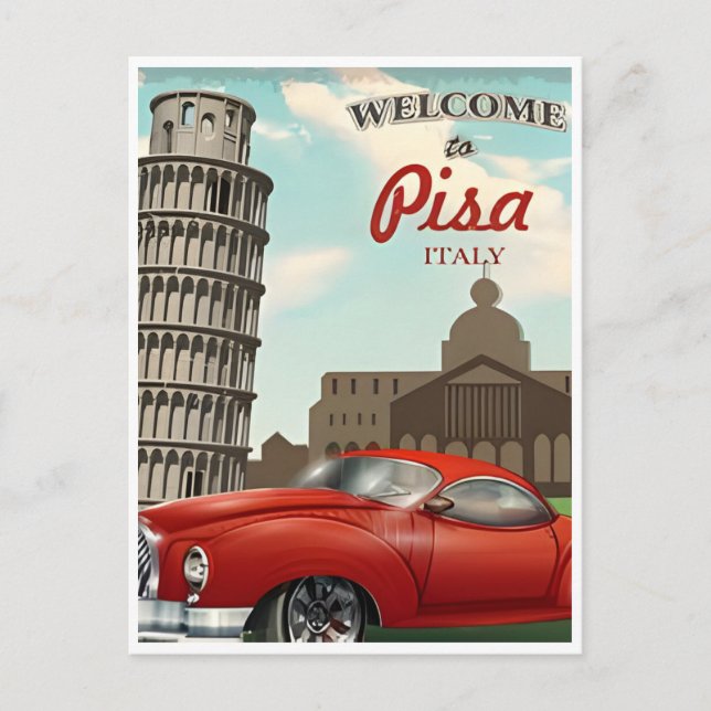 Vintage Travel Leaning Tower of Pisa Italy Postcard (Front)