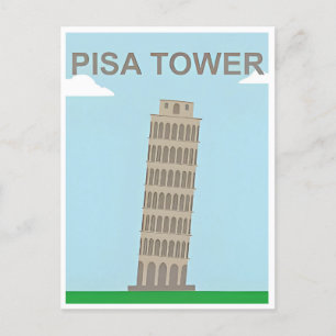 Vintage Travel Leaning Tower of Pisa Italy Postcard