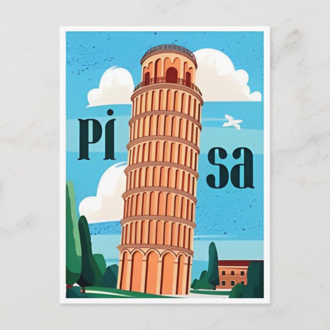 Vintage Travel Leaning Tower of Pisa Retro  Postcard (Front)