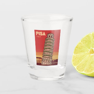 Vintage Travel Leaning Tower of Pisa Retro Scenic Shot Glass