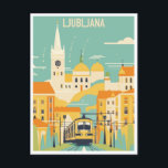 Vintage travel Ljubljana Slovenia retro watercolor Postcard<br><div class="desc">Vintage travel Ljubljana Slovenia retro watercolor Postcard</div>