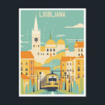 Vintage travel Ljubljana Slovenia retro watercolor Postcard<br><div class="desc">Vintage travel Ljubljana Slovenia retro watercolor Postcard</div>