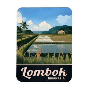 Vintage Travel Lombok Indonesia Landscape Magnet