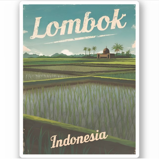 Vintage Travel Lombok Indonesia Retro Scenic (Front)