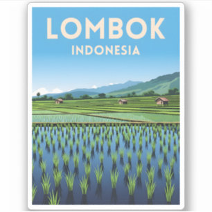 Vintage Travel Lombok Indonesia Retro Scenic